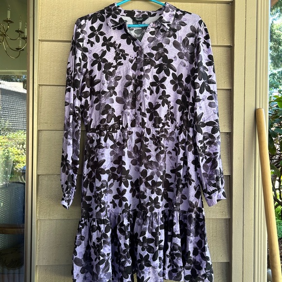 Simply Vera dress casual purple black with elastic waist Sz M - Picture 1 of 5